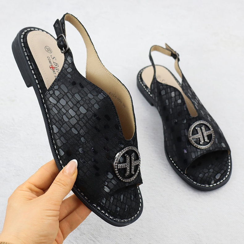 S.Barski Női bőr szandál Czarne S. Barski Kv51-094 fekete 1