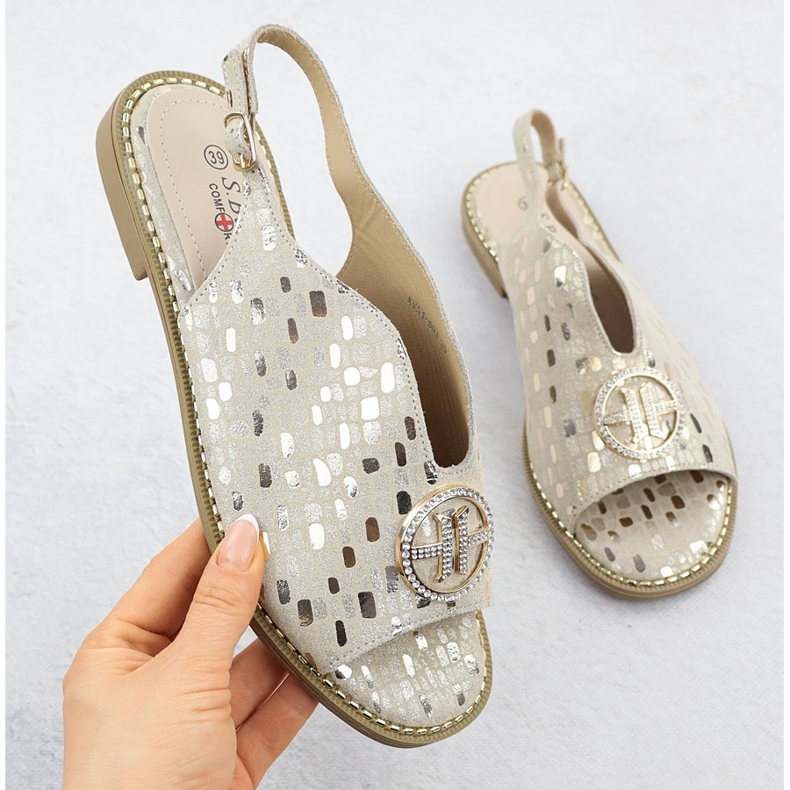 S.Barski Női bőr szandál Złote S. Barski Kv51-094 aranysárga 1