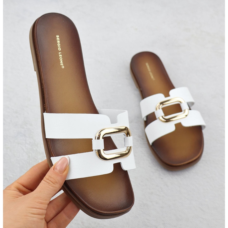 Női papucs fehér sergio leone sk077h 1