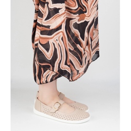 Mezítláb női balerinas Olivier 1770pol bőr cipő bézs csatjal 2