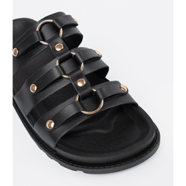 Seastar A fekete női papucs három csíkkal díszített strasszokkal 1