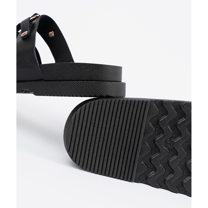 Seastar A fekete női papucs három csíkkal díszített strasszokkal 2