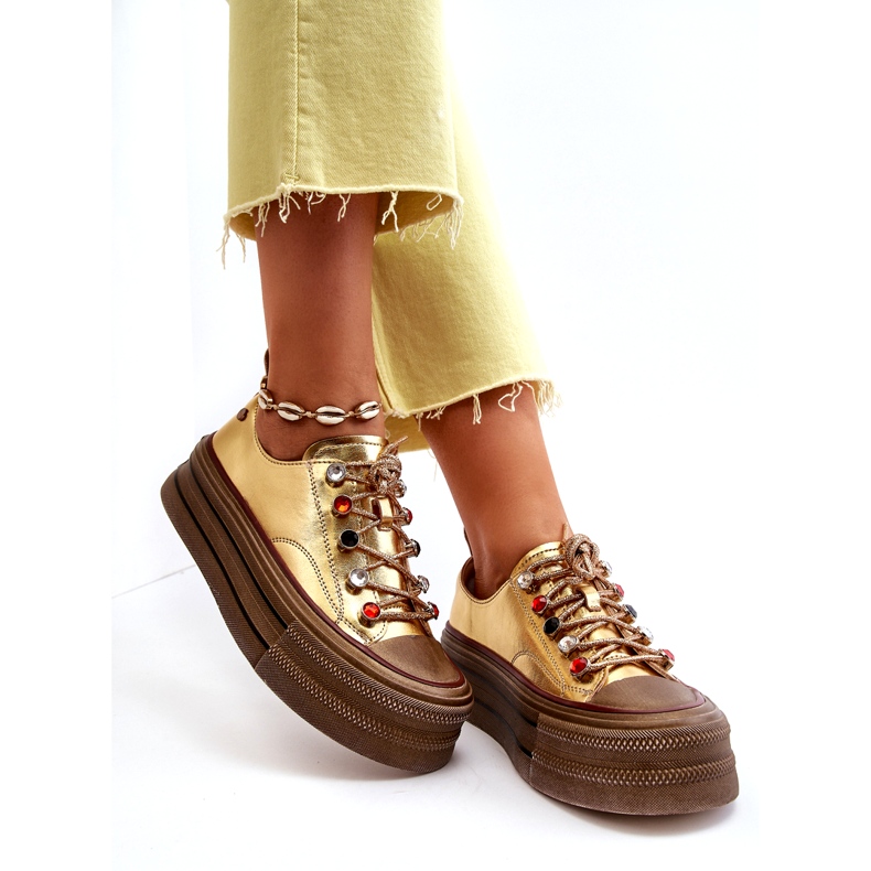 Női platform tornacipő GOE NN2N4055 arany aranysárga 1