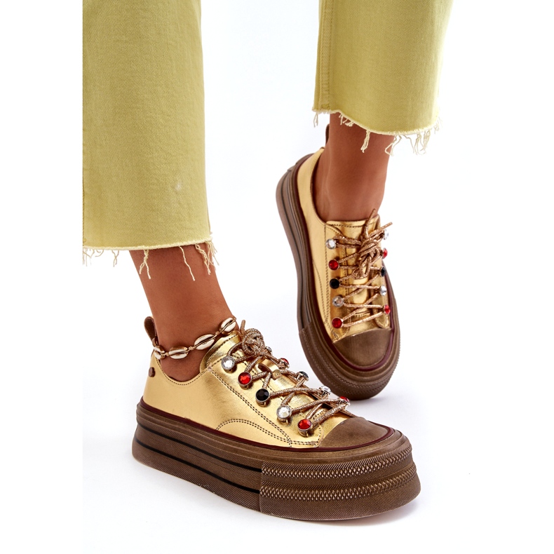 Női platform tornacipő GOE NN2N4055 arany aranysárga 3