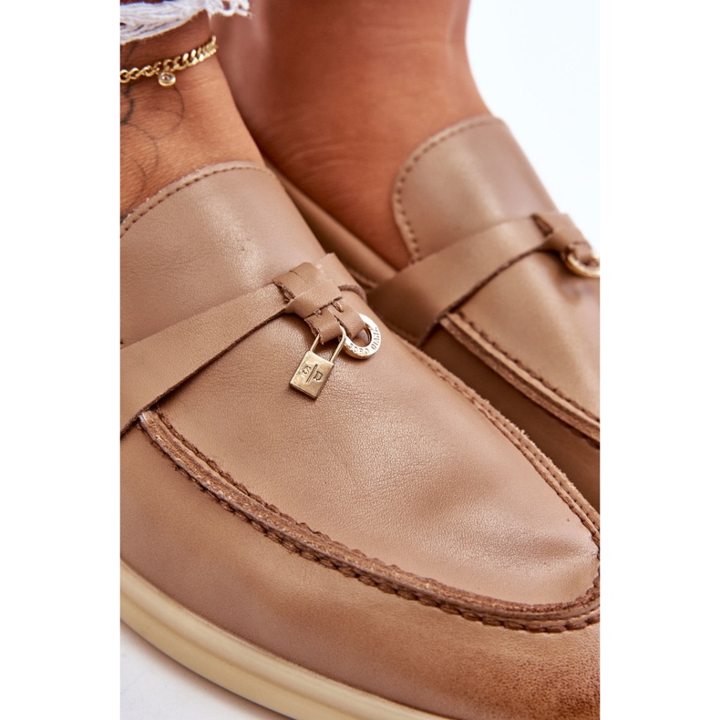 Női bézs bőr mokaszinok 5 Női bézs bőr mokaszinok 5