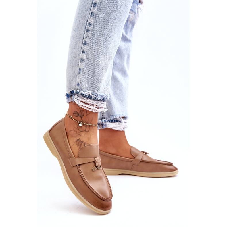 Női bézs bőr mokaszinok 3