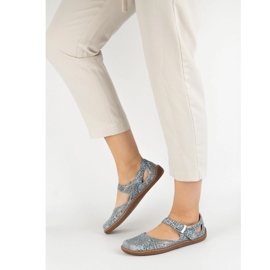 Olivier Női mezítláb cipő természetes bőrből, nyomtatás 1284 kék 2