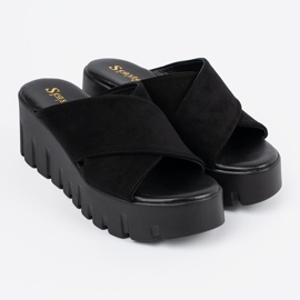 Seastar Női fekete velúr ékszandál 1