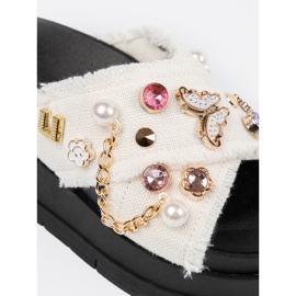 Seastar Fehér flip flopok egy fekete platformon csapokkal 1 Seastar Fehér flip flopok egy fekete platformon csapokkal 1