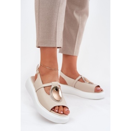 Bőr elegáns női szandál S.Barski GR51-603 bézs 2