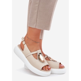 Bőr elegáns női szandál S.Barski GR51-603 bézs 1