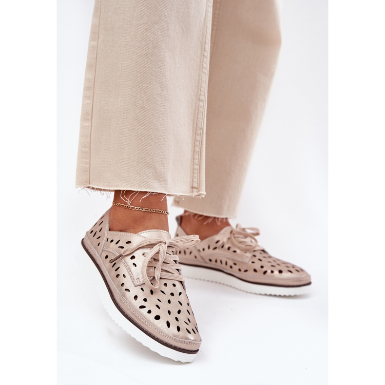 S.Barski Női bőr cipő S. Barski LR51-611 Złote aranysárga 2