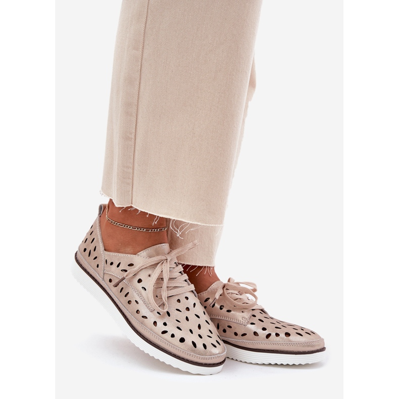 S.Barski Női bőr cipő S. Barski LR51-611 Złote aranysárga 1