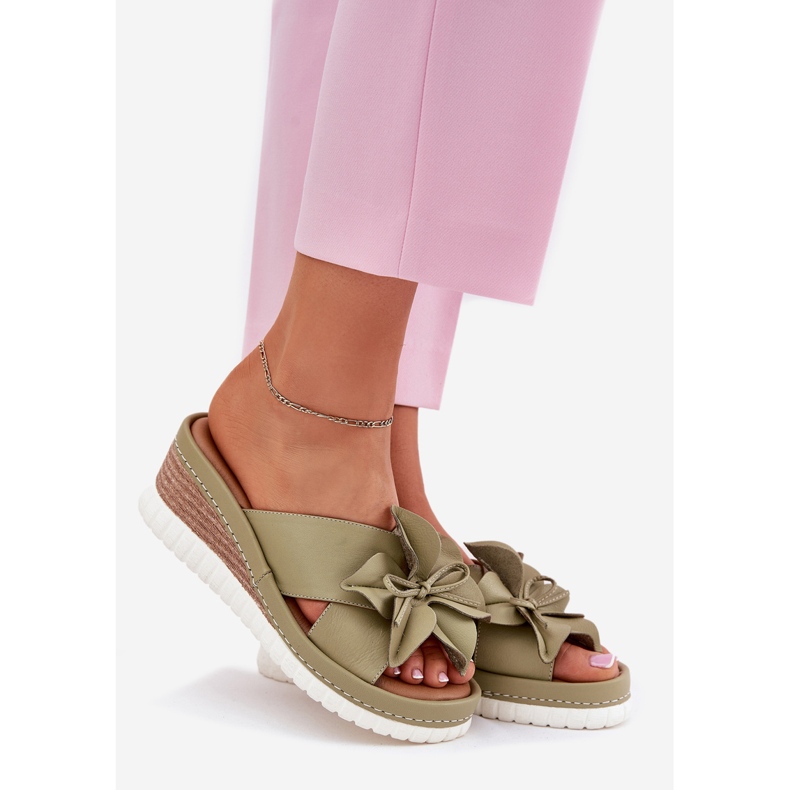 ARTIKER Női bőr ékek dekoratív virág Artikemer 52C0503 zöld 1