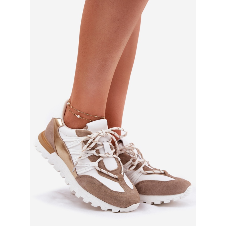 Női bőr cipő Artiker 56C1738 bézs-arany 1