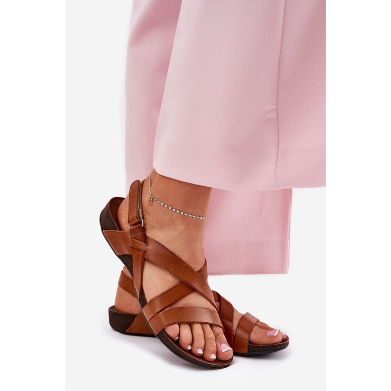 Lapos bőr szandál női zazoo 40032 barna 1