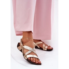 Lapos bőr szandál női zazoo 40032 arany aranysárga 2