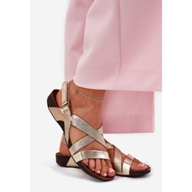 Lapos bőr szandál női zazoo 40032 arany aranysárga 1