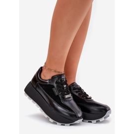 Női bőr cipők a Big Star RR274873 Hi-Polish System fekete platformon 1