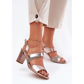 Női szandál a Sergio Leone SK866 rózsaszín oszlopon aranysárga 2