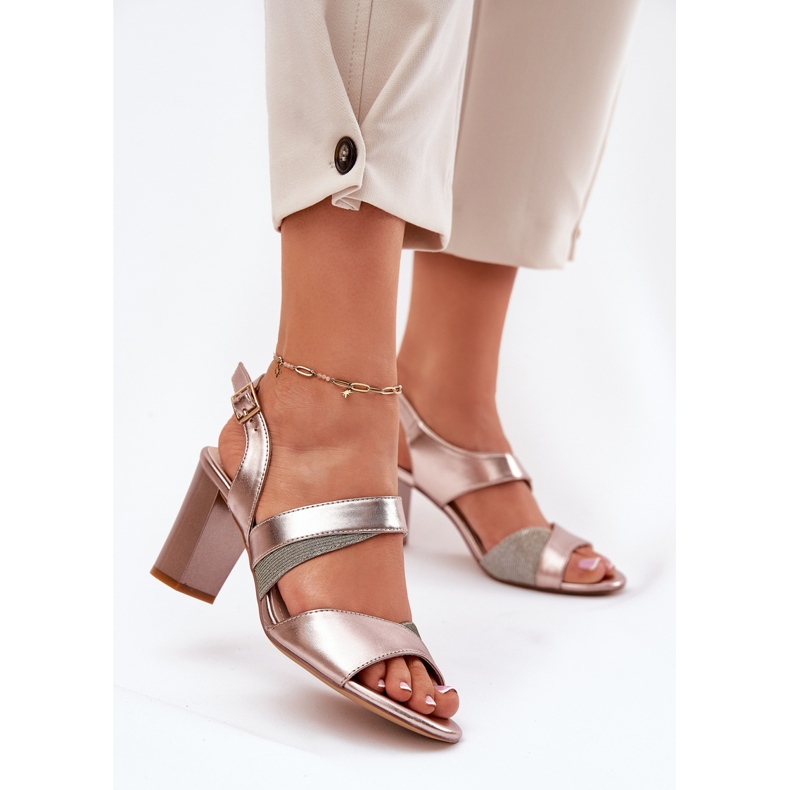 Női szandál a Sergio Leone SK866 rózsaszín oszlopon aranysárga 2