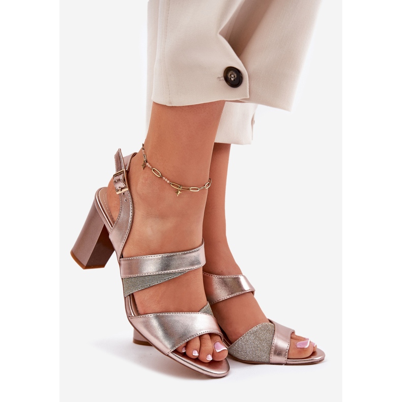 Női szandál a Sergio Leone SK866 rózsaszín oszlopon aranysárga 1