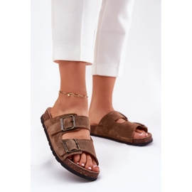 Suede Flip flops női csat Panto Fino RR267024 barna 2