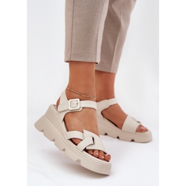 Női bőr szandál az ókori Artiker számára 54C1624 bézs 2