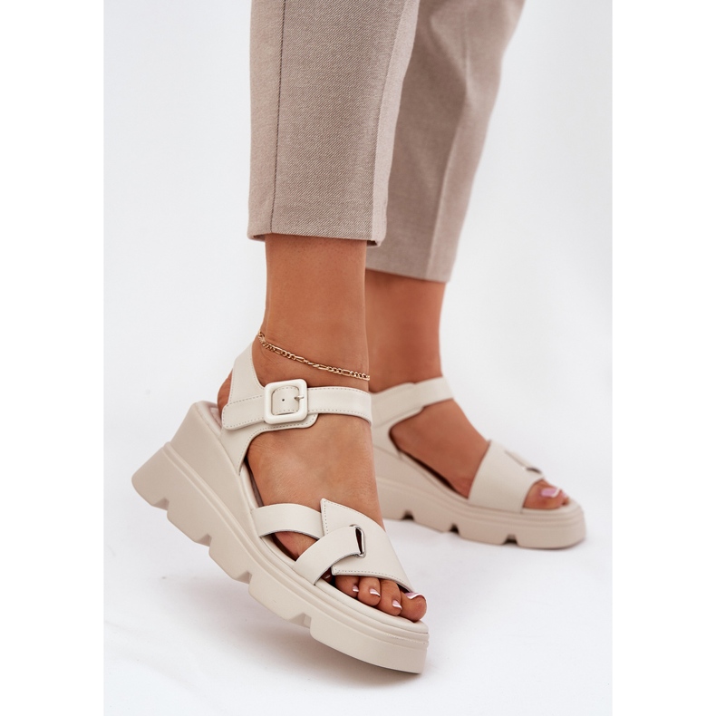 Női bőr szandál az ókori Artiker számára 54C1624 bézs 2