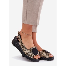 ARTIKER Természetes bőr szandál ék arter 56c2186 leopárd nyomtatáshoz bézs 1