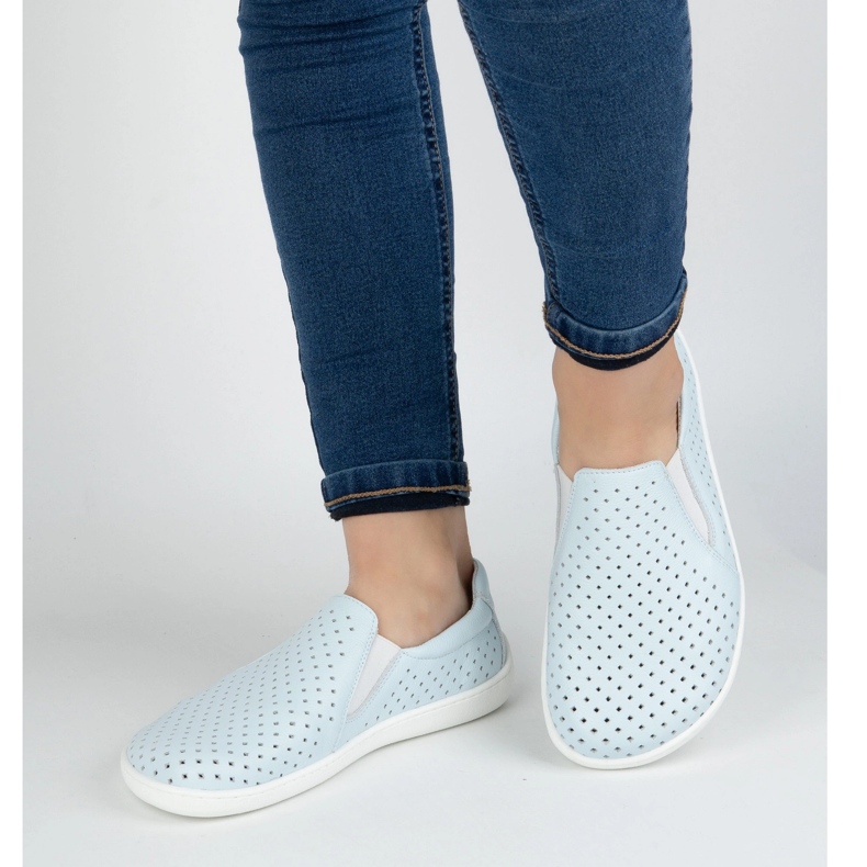 Olivier Mezítláb női bőrcipő minimalista nyílt munkája 1308pol kék 2