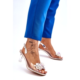 S.Barski Elegáns átlátszó szandál ezüst lila díszítéssel 1