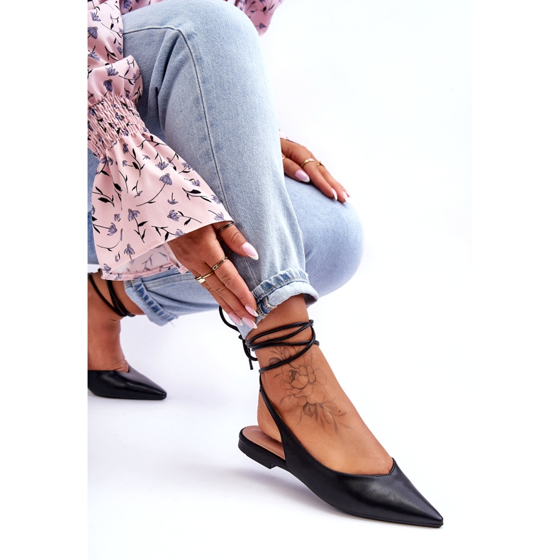 Női kötött balerinas fekete szandál 4