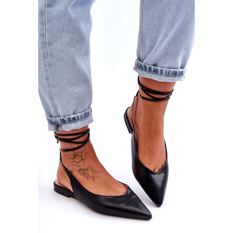 Női kötött balerinas fekete szandál 3