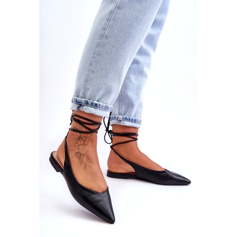 Női kötött balerinas fekete szandál 1