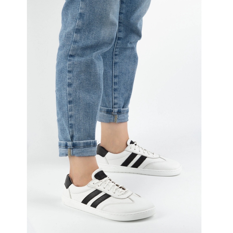 Női bőr cipő Joker Blackorwhite White - Minimalista cipők Olivier fehér 1