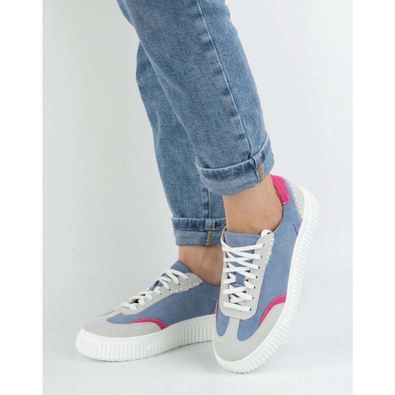 Olivier Női bőr cipők az N1202S4 platformon Kéken 1