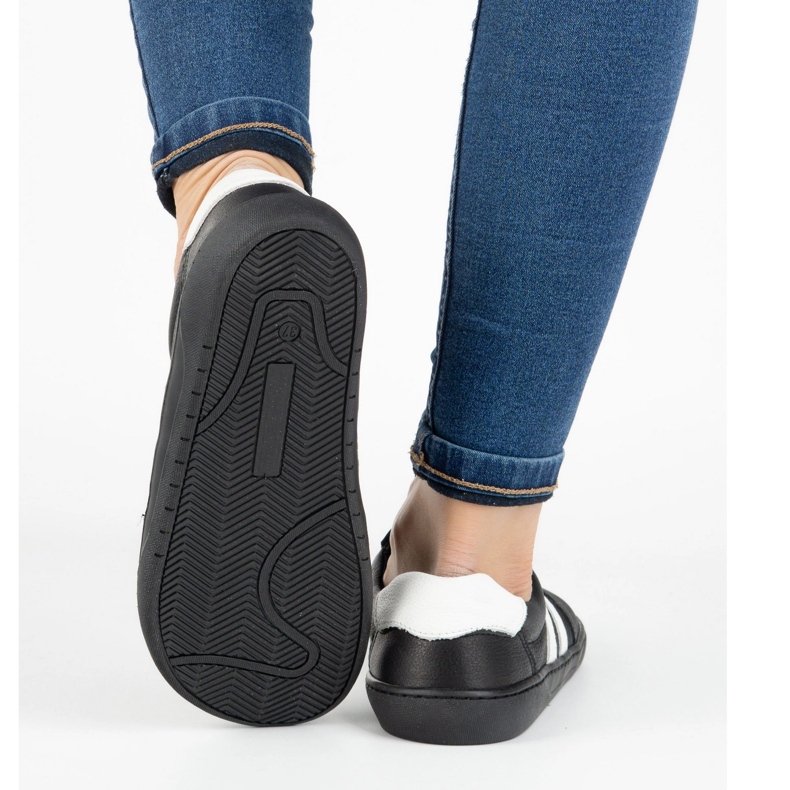 Női bőr cipő Joker Blackorwhite Black - minimalista cipők Olivier fekete 2