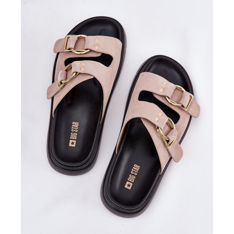 Big Star Női velúr papucs dekoratív nagy csillaggal RR274659 bilincsek világos rózsaszín 2