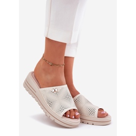 Női bőr papucs flopok VinceZa 41477 Bézs 1 Női bőr papucs flopok VinceZa 41477 Bézs 1