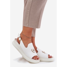 Vinceza Női bőr szandál VinZ 66757 fehér dekorációjával 1
