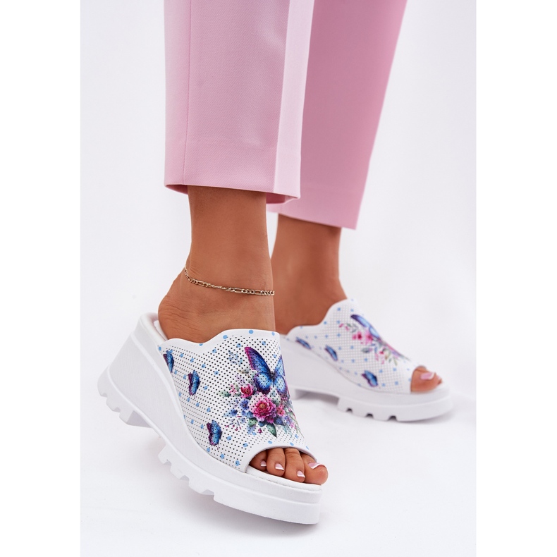 Női bőr papucs flops artiker 56c0428 fehér 2