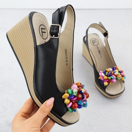 Bőr ék szandál színes gyöngyökkel fekete filippo ds6021 1 Bőr ék szandál színes gyöngyökkel fekete filippo ds6021 1