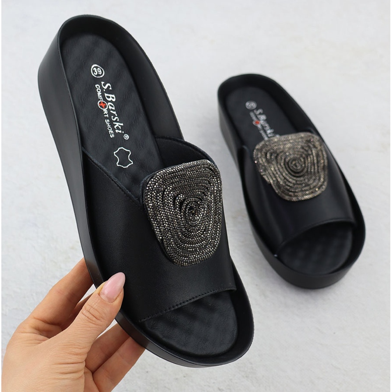 S.Barski Bőr női ékek dzsekikkel cirkonokkal Czarne S. Barski Kv51-028 fekete 1 S.Barski Bőr női ékek dzsekikkel cirkonokkal Czarne S. Barski Kv51-028 fekete 1