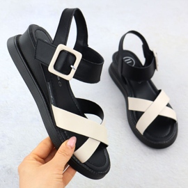 Női bőr szandál ékeken fekete és bézs filippo ds6874 1