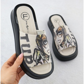 Női bőr papucs nyomtatott bézs filippo dk6158 1