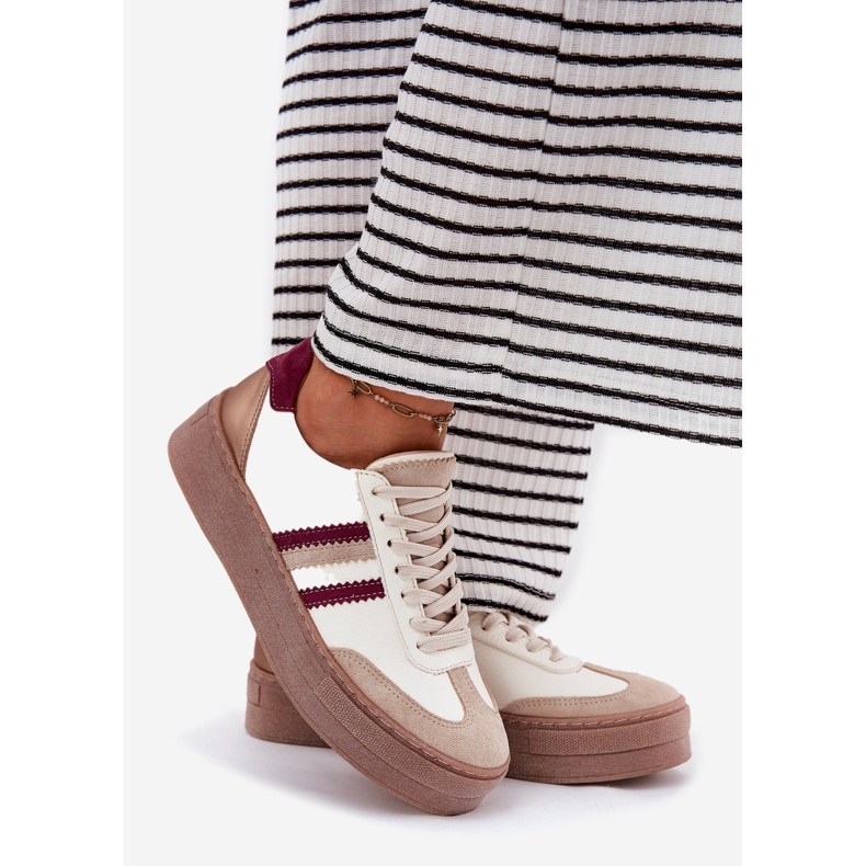 Női bőr cipők a Zazoo N1234 Bézs-Lord Platformon 1