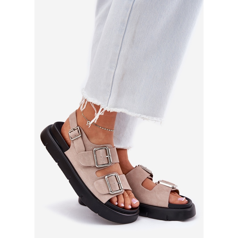 Big Star Női velúr szandál nagy csillaggal RR274663 bilincsek világos rózsaszín 1