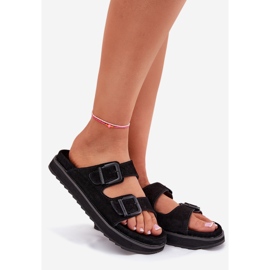 Női velúr papucs d.franklin dfsh405001 fekete bilincsekkel 1