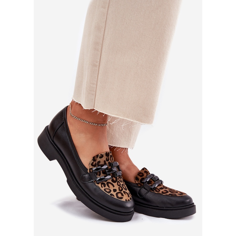 Bőröltek díszes díszítéssel és leopárd nyomtatással Laura Messi 2965 fekete 1